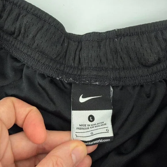 Vintage Nike Mens Sz L Stitched Swoosh Logo Basketball Gym Shorts Black - Picture 3 of 5